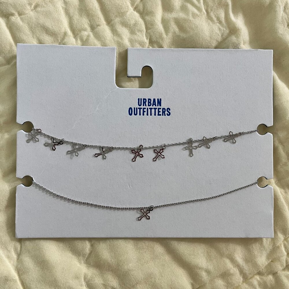 BRAND NEW UNOPENED Urban Outfitters Cross Necklace Choker (set of 2)
